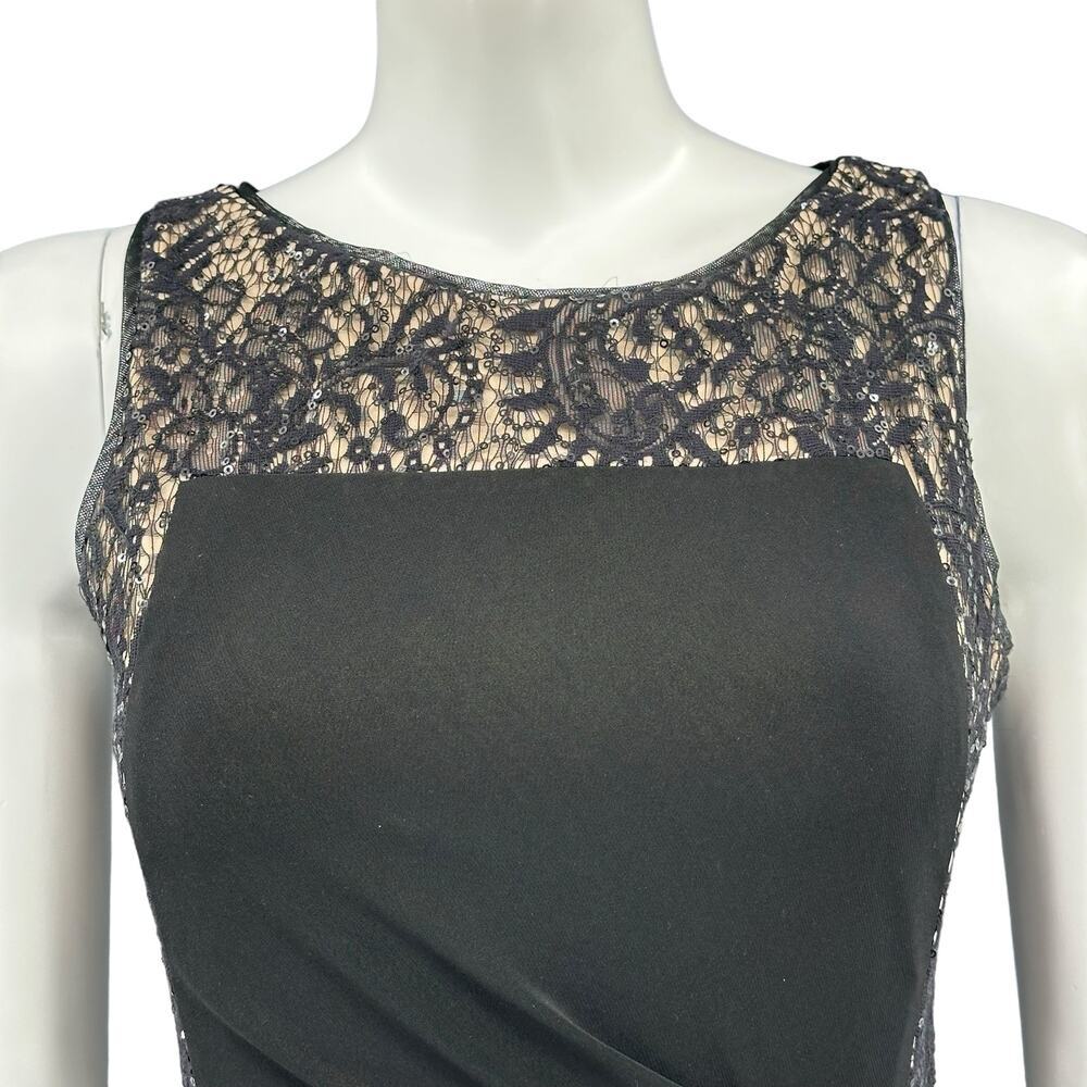 Betsy & Adam Black Lace-Panel Evening Gown - Elegant Long Dress - Picture 2 of 11